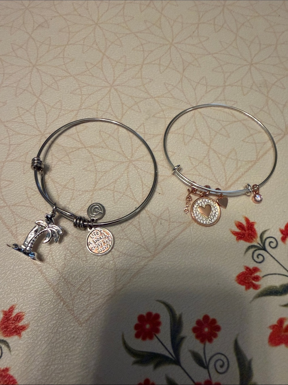 Silver Charm Bangle Bracelets lot of 2